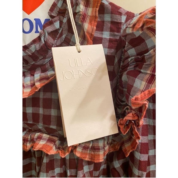 NWT Ulla Johnson Elm ruffled checked cotton-poplin mini dress - Picture 7 of 8